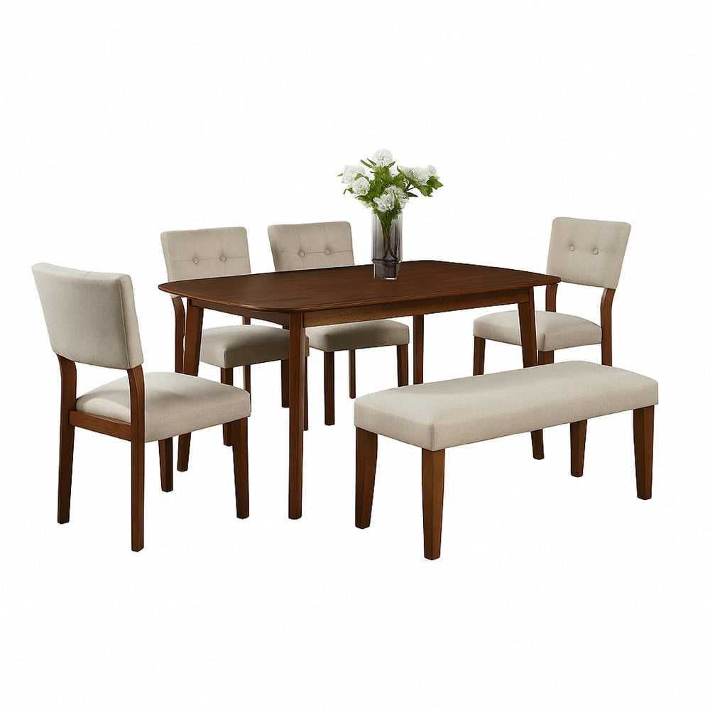 Goko Dining Table | 59’’ Brown Wood Top | Round Tapered Legs BM340192
