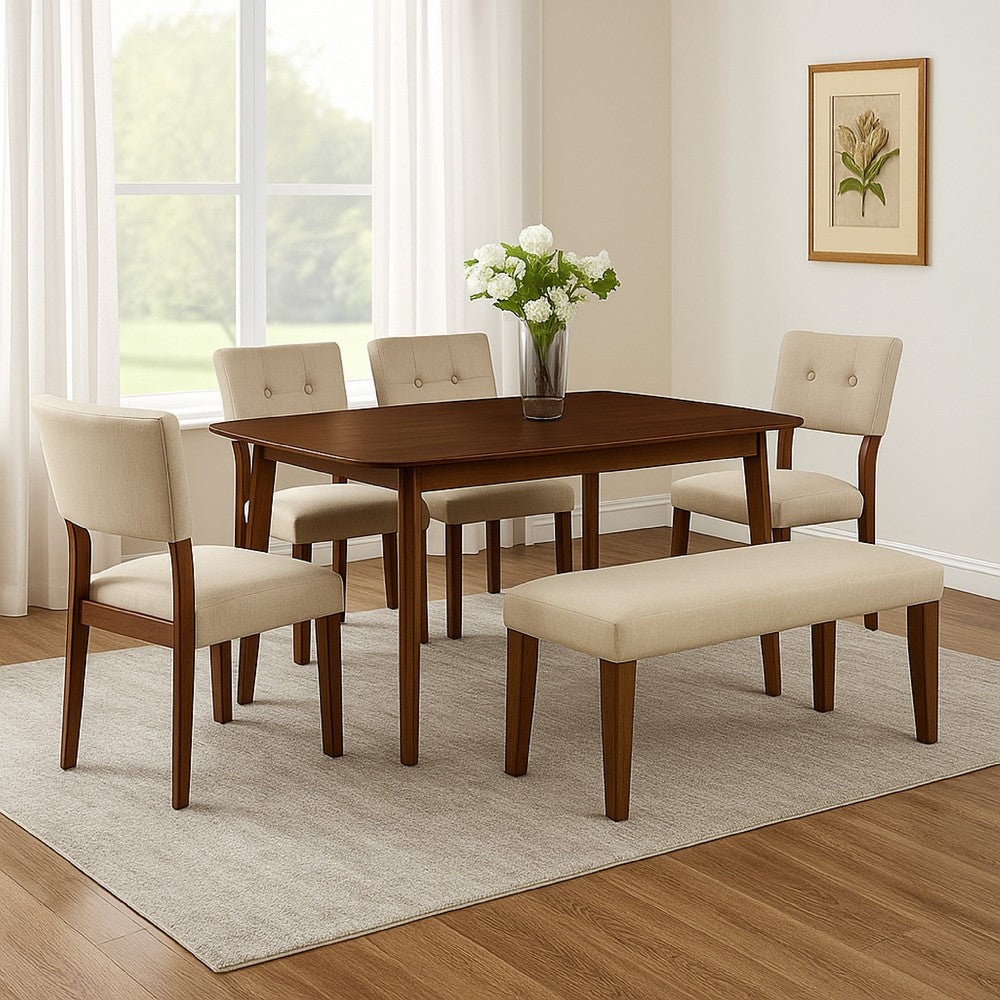 Goko Dining Table | 59" Brown Wood Top | Round Tapered Legs