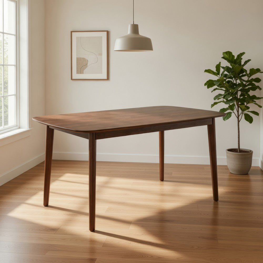 Goko Dining Table | 59" Brown Wood Top | Round Tapered Legs