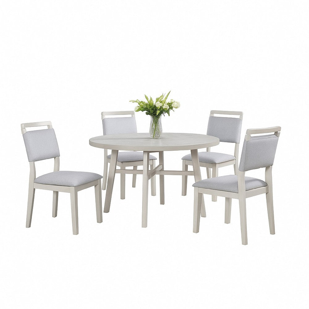 Bovo Dining Table | 48’’ Round Tabletop | Driftwood White Wood Legs BM340194
