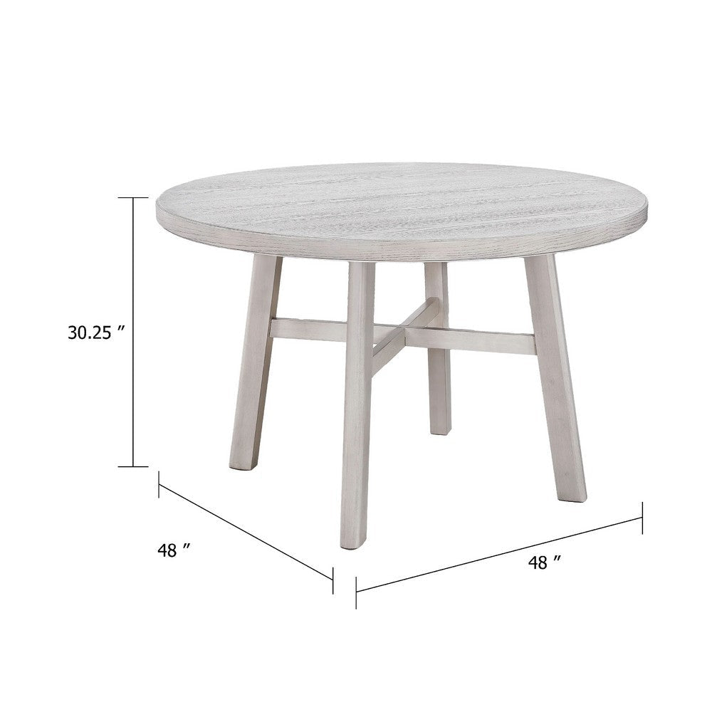 Bovo Dining Table | 48’’ Round Tabletop | Driftwood White Wood Legs BM340194