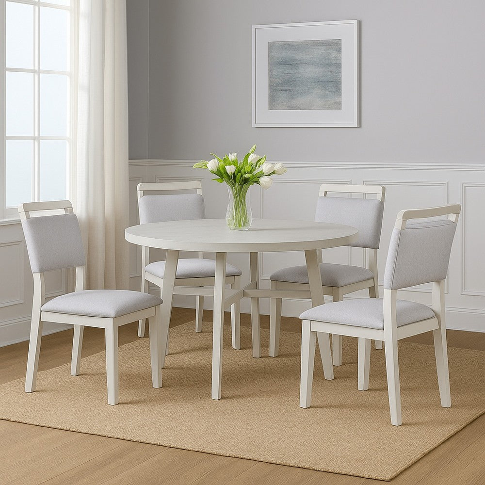 Bovo Dining Table | 48" Round Tabletop | Driftwood White Wood Legs