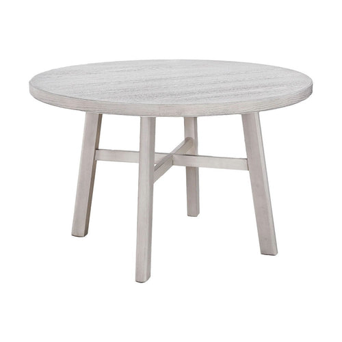 Bovo Dining Table | 48" Round Tabletop | Driftwood White Wood Legs