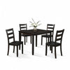 Hamo 5pc Dining Table & 4 Chairs Set | Espresso Brown | Ladder Backrest