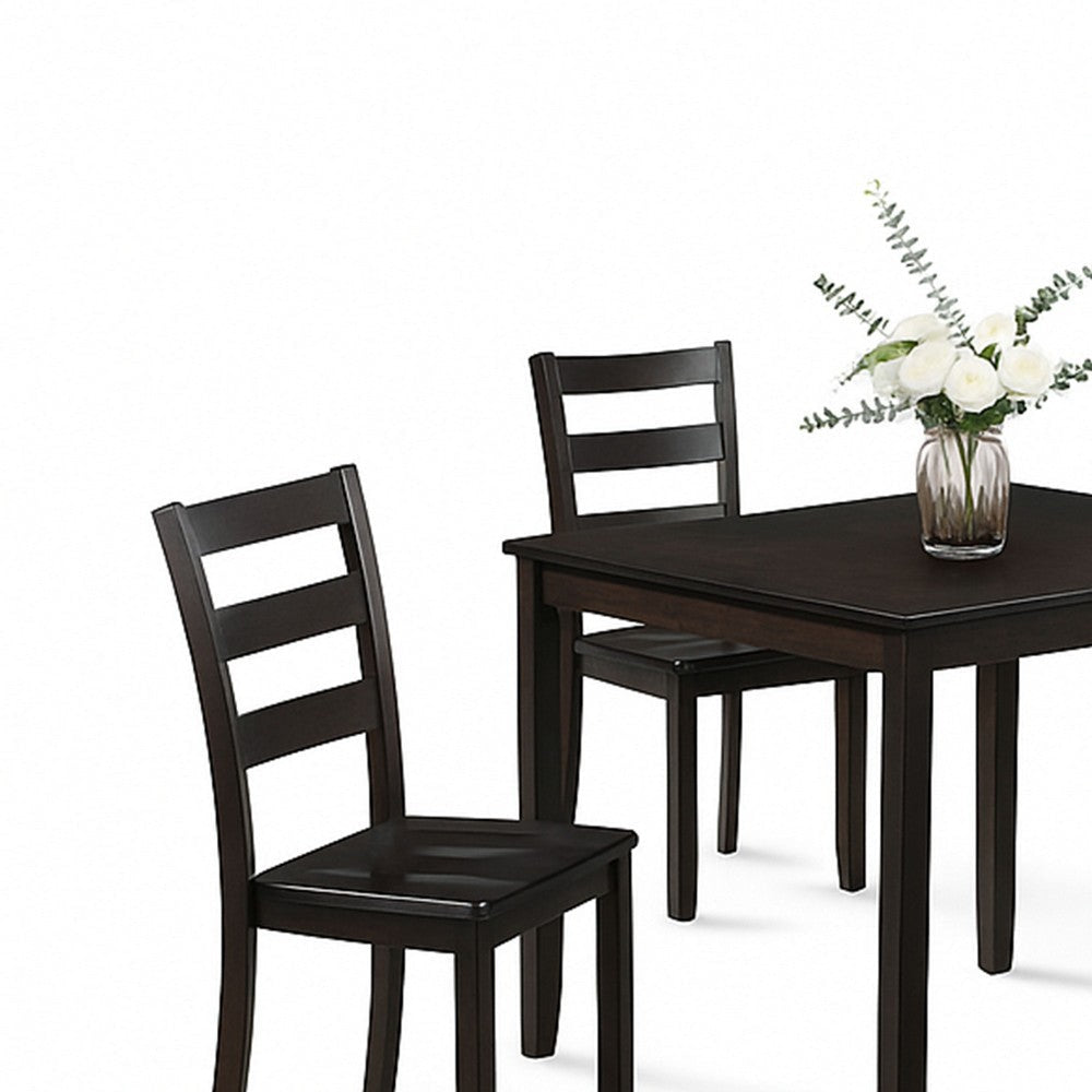 Hamo 5pc Dining Table & 4 Chairs Set | Espresso Brown | Ladder Backrest BM340195
