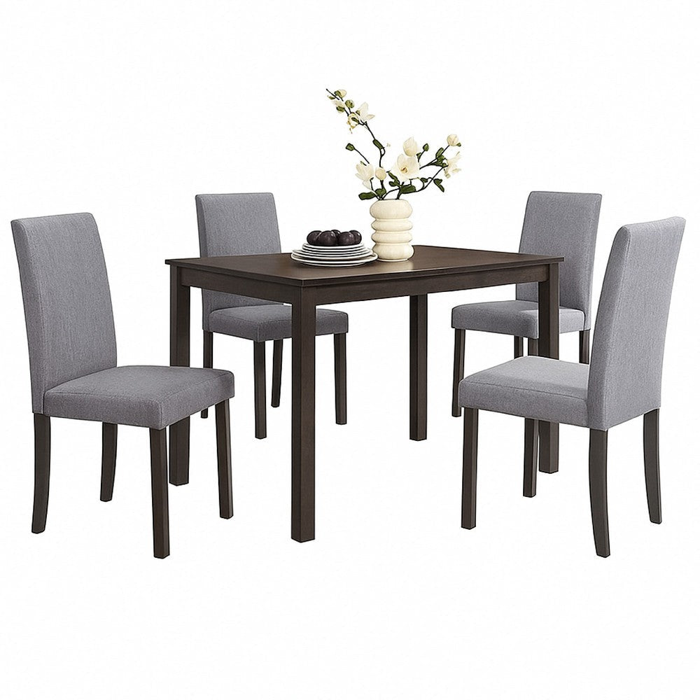 Muly Side Dining Chair Set of 4 | Fabric Seating | Gray Brown Wood BM340196