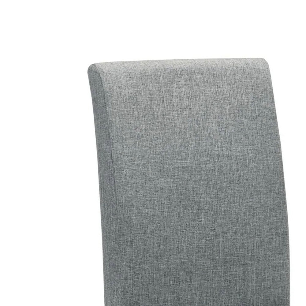 Muly Side Dining Chair Set of 4 | Fabric Seating | Gray Brown Wood BM340196