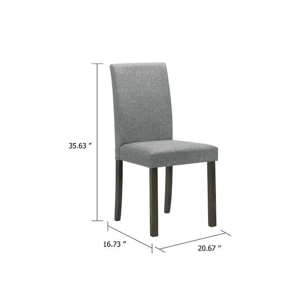 Muly Side Dining Chair Set of 4 | Fabric Seating | Gray Brown Wood BM340196