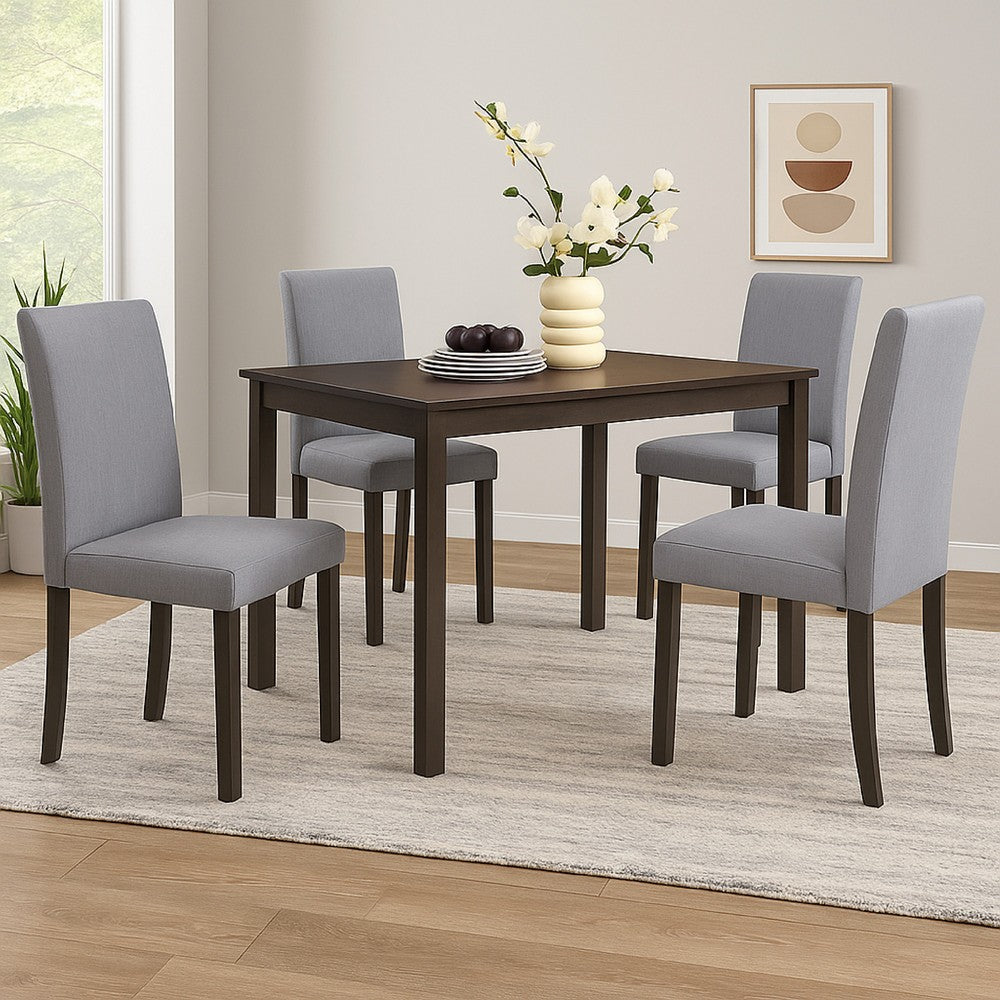 Muly Side Dining Chair Set of 4 | Fabric Seating | Gray Brown Wood