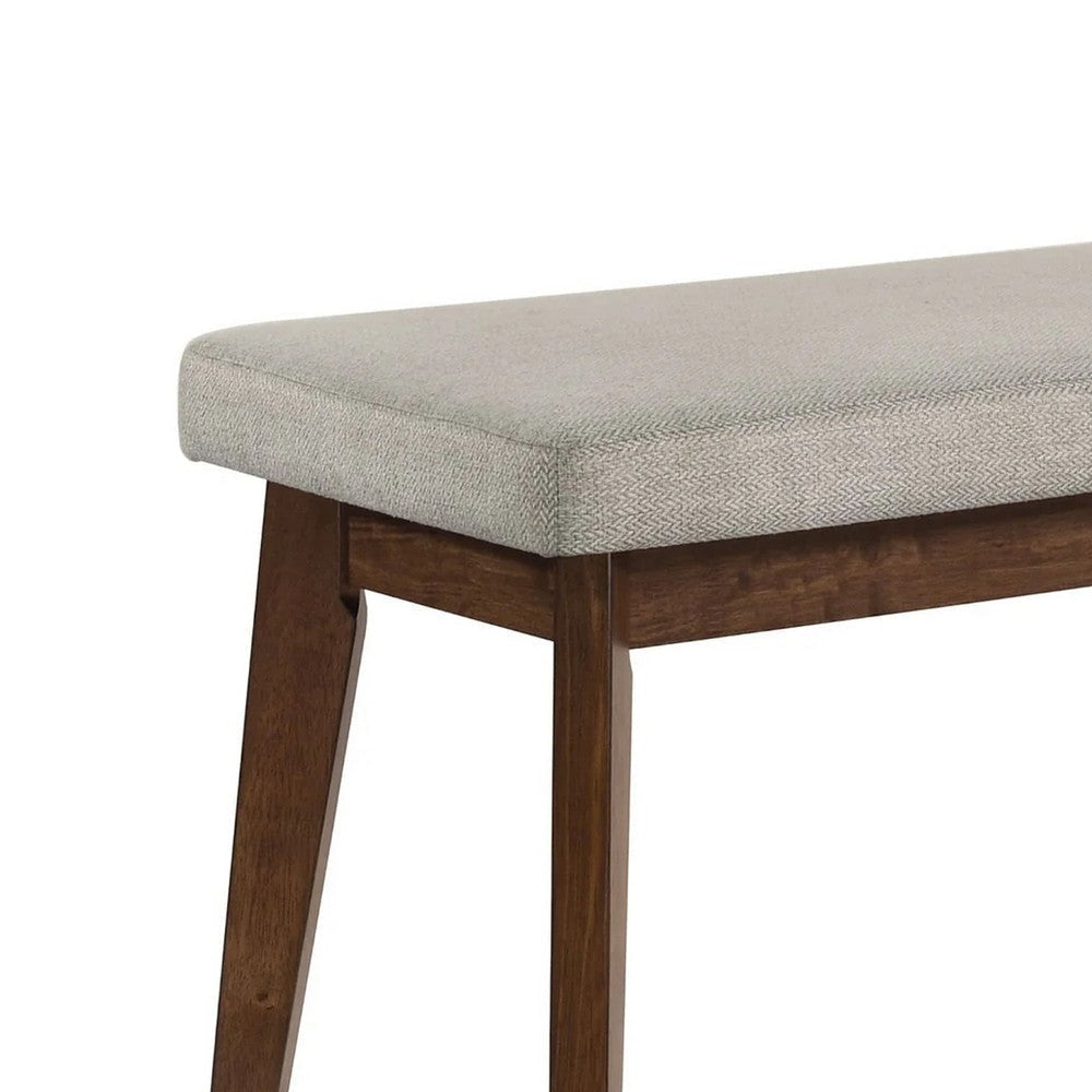 Lere Dining Bench | Beige Fabric | 45’’ Antique Style Brown Wood BM340198