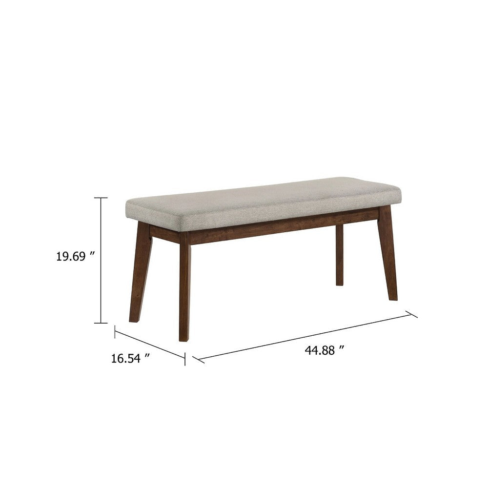 Lere Dining Bench | Beige Fabric | 45’’ Antique Style Brown Wood BM340198