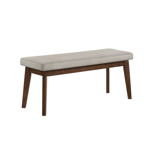 Lere Dining Bench | Beige Fabric | 45" Antique Style Brown Wood
