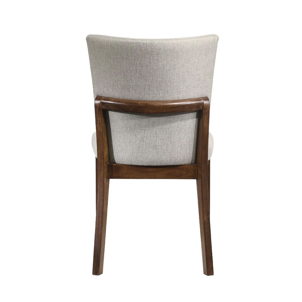 Lere Dining Chair Set of 2 | Beige Fabric | Antique Style Brown Wood BM340199