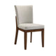 Lere Dining Chair Set of 2 | Beige Fabric | Antique Style Brown Wood