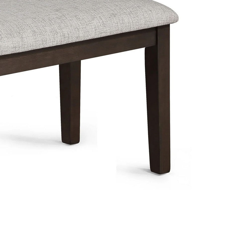 Wogy Dining Bench | Off White Fabric | Brown Wood Legs | 46’’ BM340201