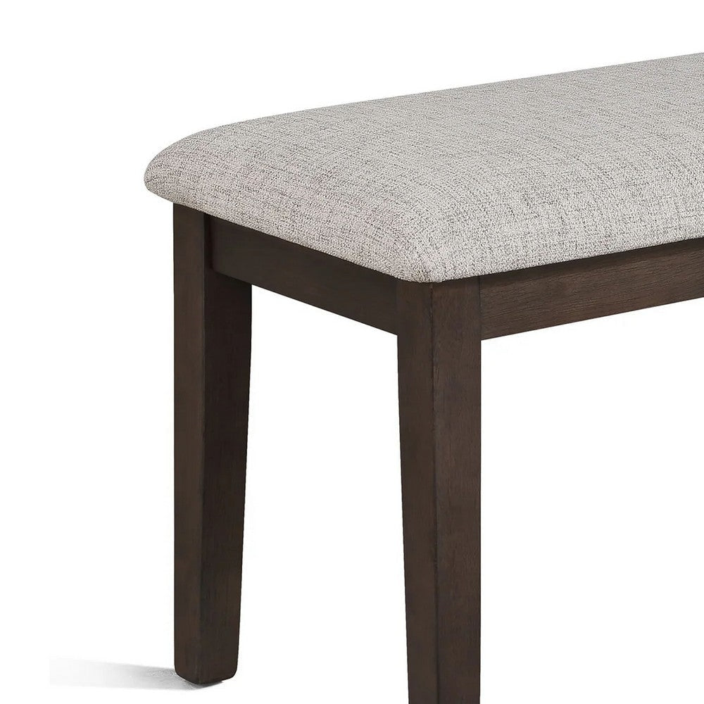 Wogy Dining Bench | Off White Fabric | Brown Wood Legs | 46’’ BM340201