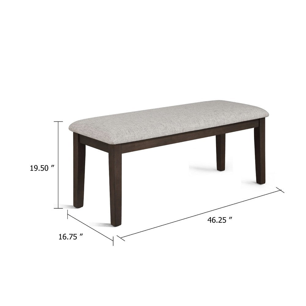 Wogy Dining Bench | Off White Fabric | Brown Wood Legs | 46’’ BM340201