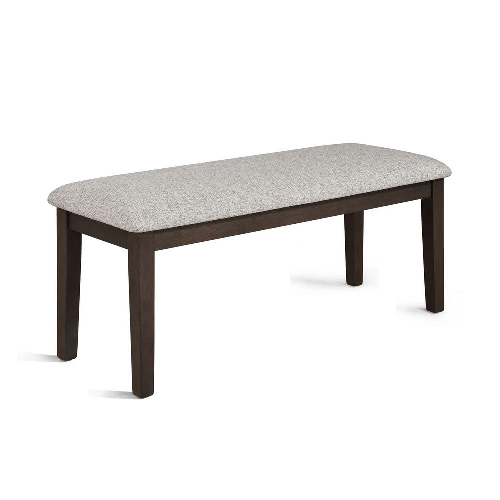 Wogy Dining Bench | Off White Fabric | Brown Wood Legs | 46"