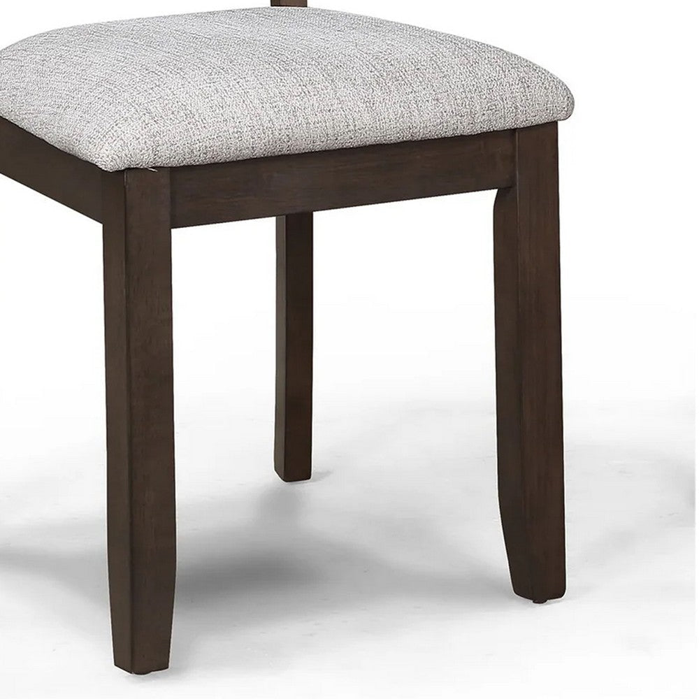 Wogy Side Dining Chair Set of 2 | Brown Wood Ladder Backrest | Off White Seats BM340202