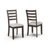 Wogy Side Dining Chair Set of 2 | Brown Wood Ladder Backrest | Off White Seats
