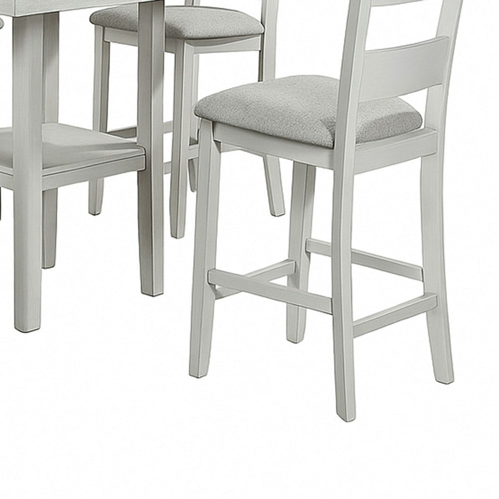 Losy 5pc Counter Height Table & 4 Chairs Set | White Driftwood | Gray BM340204