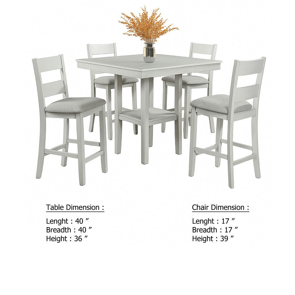Losy 5pc Counter Height Table & 4 Chairs Set | White Driftwood | Gray BM340204
