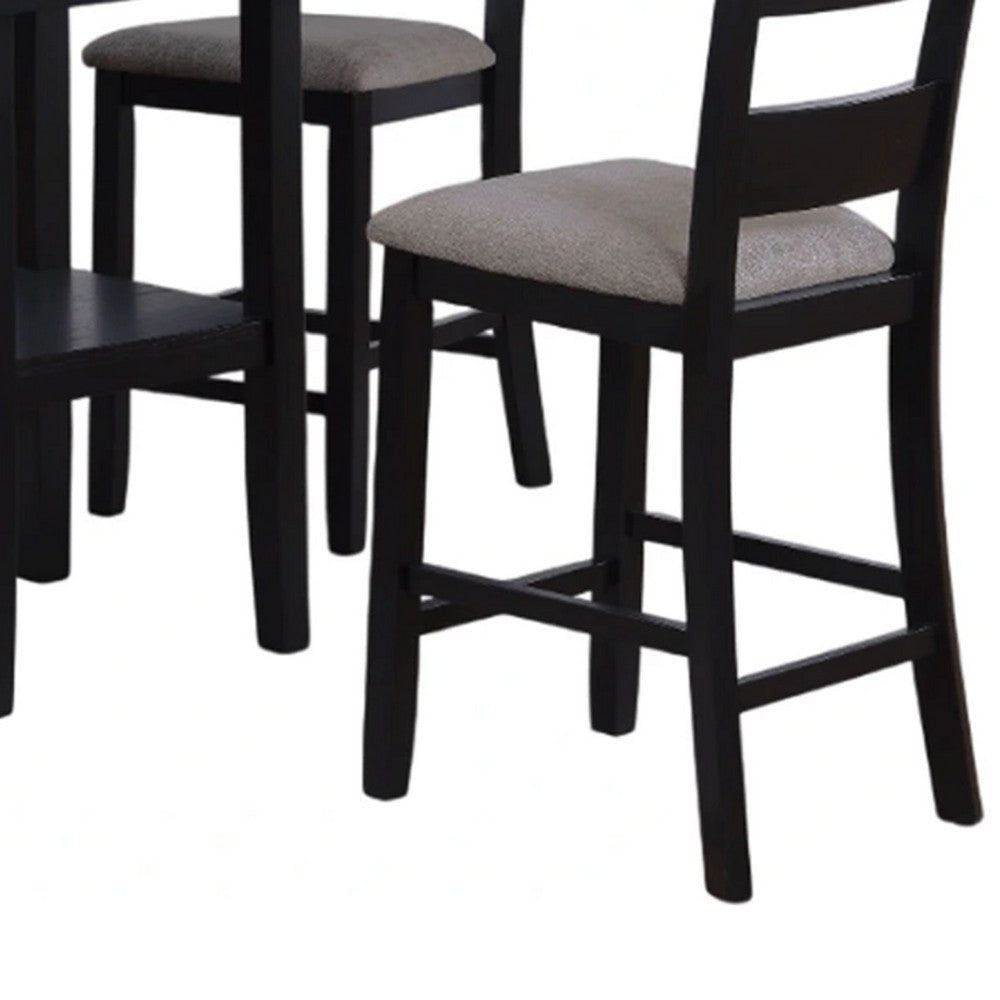 Losy 5pc Counter Height Table & 4 Chairs Set | Square Wood Top | Gray BM340205