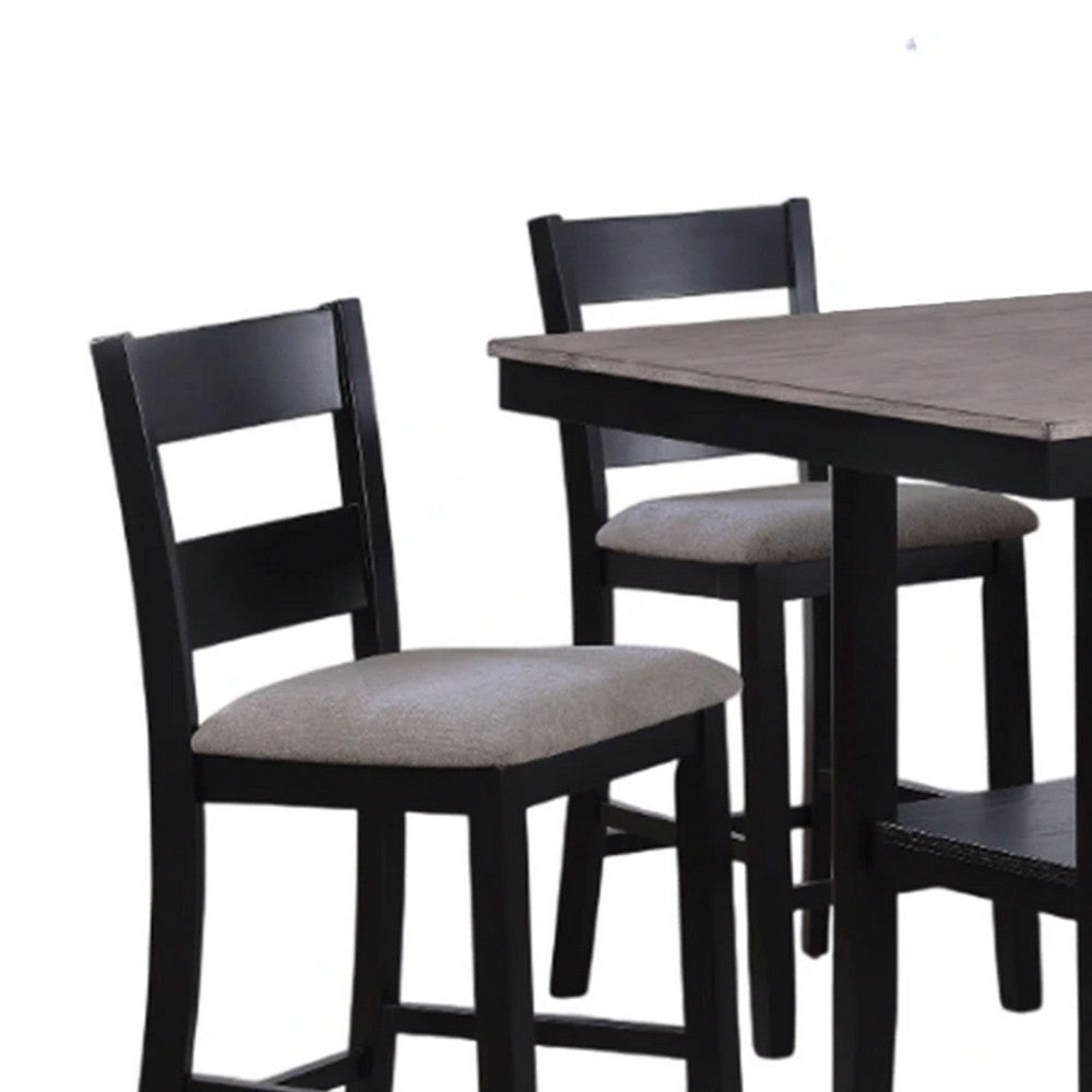 Losy 5pc Counter Height Table & 4 Chairs Set | Square Wood Top | Gray BM340205