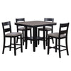 Losy 5pc Counter Height Table & 4 Chairs Set | Square Wood Top | Gray