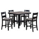 Losy 5pc Counter Height Table & 4 Chairs Set | Square Wood Top | Gray