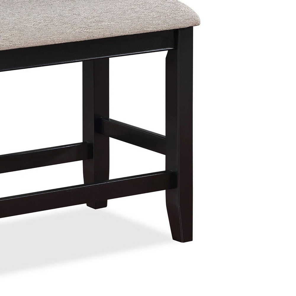 Filu Counter Height Dining Bench | Black Wood | Light Gray Linen | 40’’ BM340206