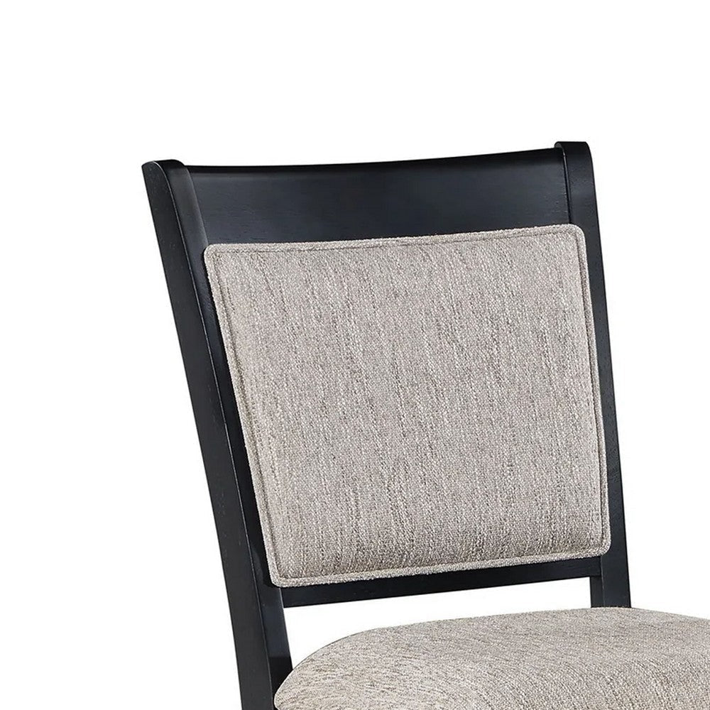 Filu Counter Height Chair Set of 2 | Black Wood Frame | Gray Linen Seat BM340207