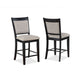 Filu Counter Height Chair Set of 2 | Black Wood Frame | Gray Linen Seat