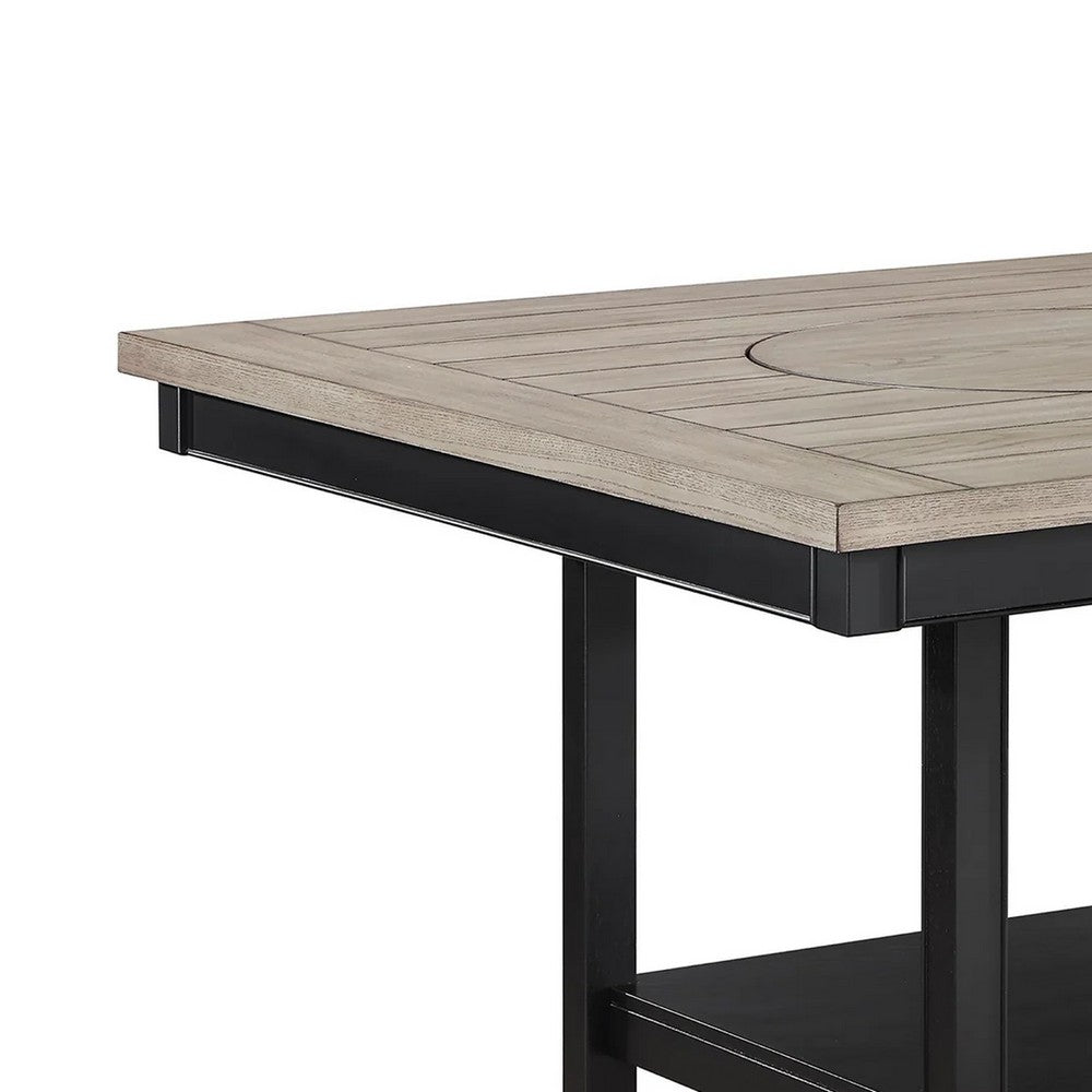 Filu Counter Height Dining Table | Lazy Susan | 48" Gray Top