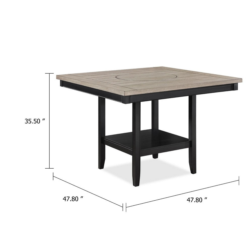 Filu Counter Height Dining Table | Lazy Susan | 48" Gray Top