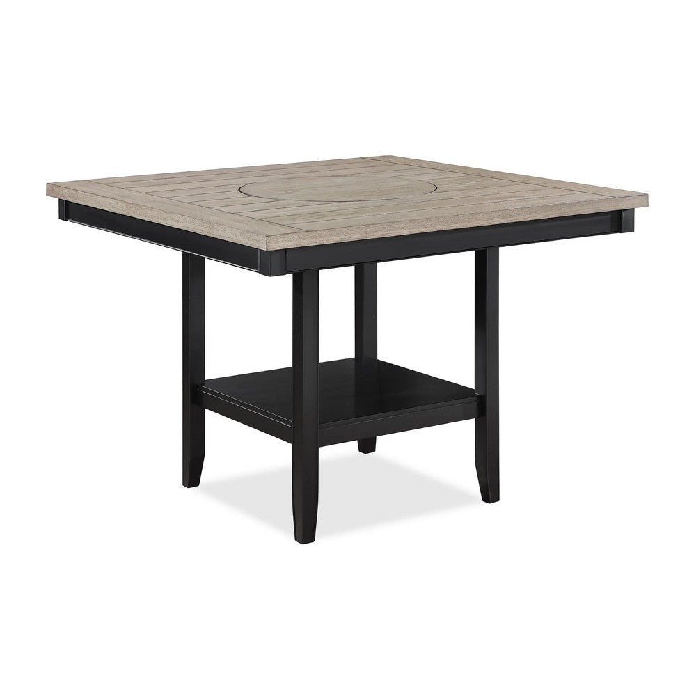 Filu Counter Height Dining Table | Lazy Susan | 48" Gray Top