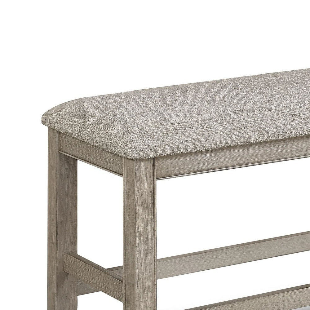 Filu Counter Height Dining Bench | 40’’ White Oak Wood | Light Gray BM340209