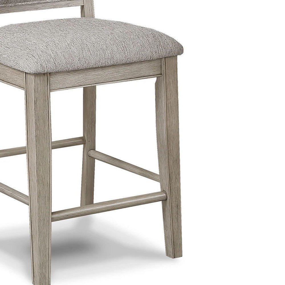 Filu Counter Height Chair Set of 2 | White Oak Wood | Light Gray Fabric BM340210