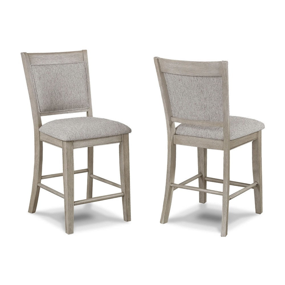Filu Counter Height Chair Set of 2 | White Oak Wood | Light Gray Fabric