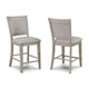 Filu Counter Height Chair Set of 2 | White Oak Wood | Light Gray Fabric