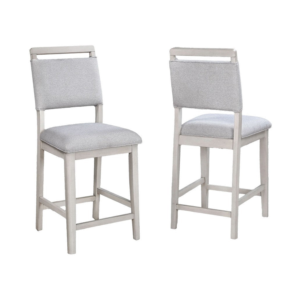 Bovo Counter Height Dining Chair Set of 2 | Dove Gray | White Wood