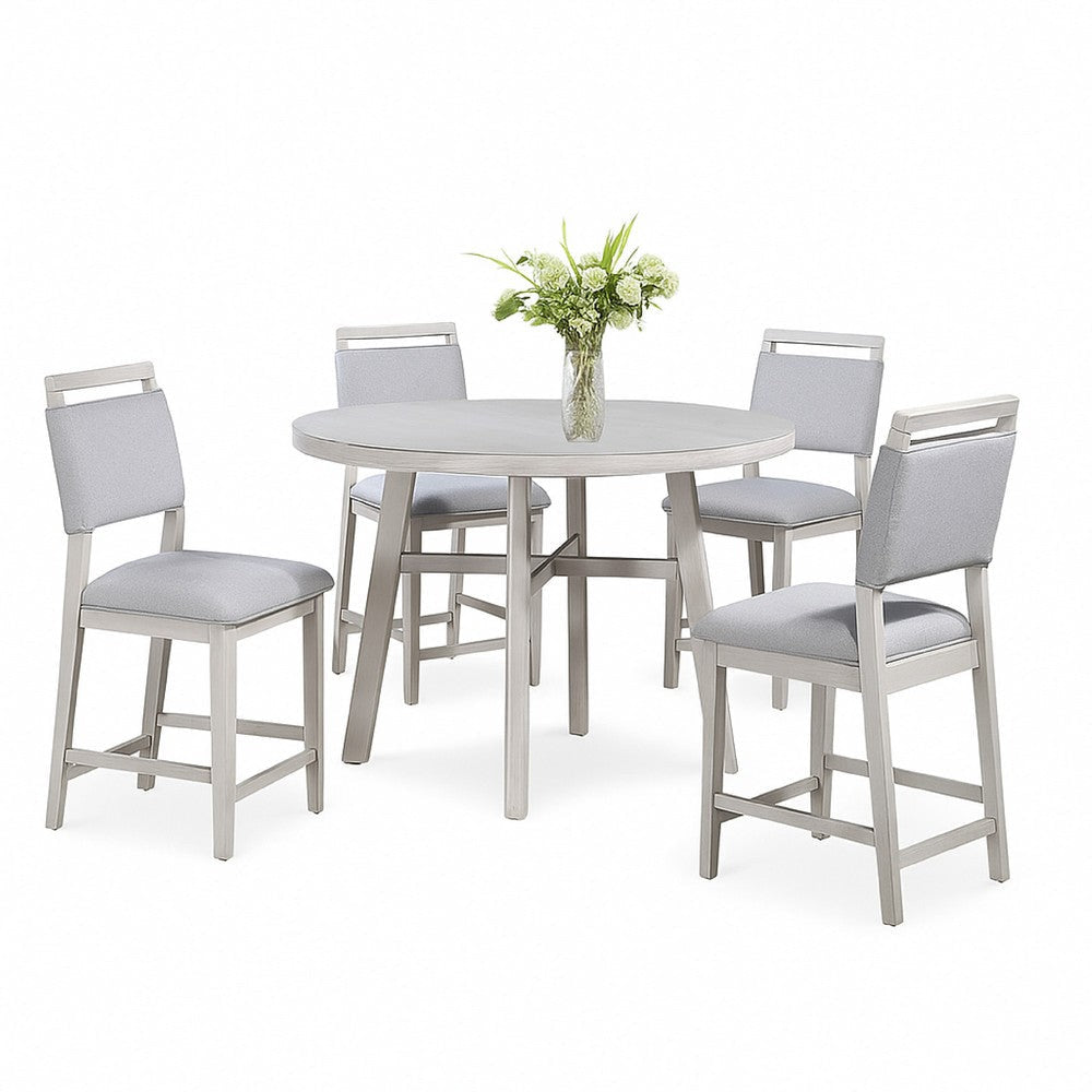 Bovo Counter Height Dining Table | 48’’ Round Top | White Wood Legs BM340212