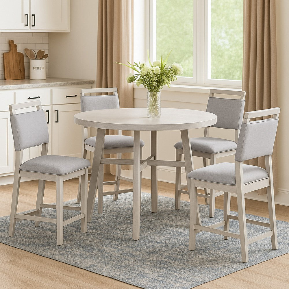 Bovo Counter Height Dining Table | 48" Round Top | White Wood Legs