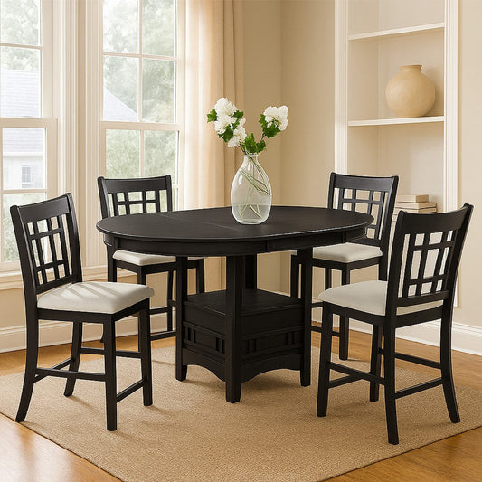 Mipo Counter Height Dining Chair Set of 2 | Black Grid Back | White Seats