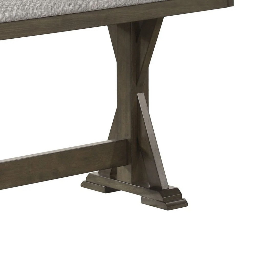 Omal Counter Height Dining Bench | Brown-Khaki Wood | Gray Fabric | 48’’ BM340217
