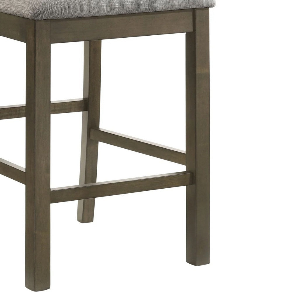 Omal Counter Height Dining Chair Set of 2 | Brown Slatted Back | Gray Fabric BM340218