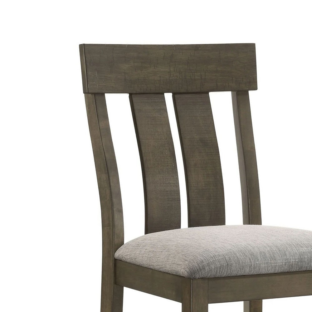 Omal Counter Height Dining Chair Set of 2 | Brown Slatted Back | Gray Fabric BM340218