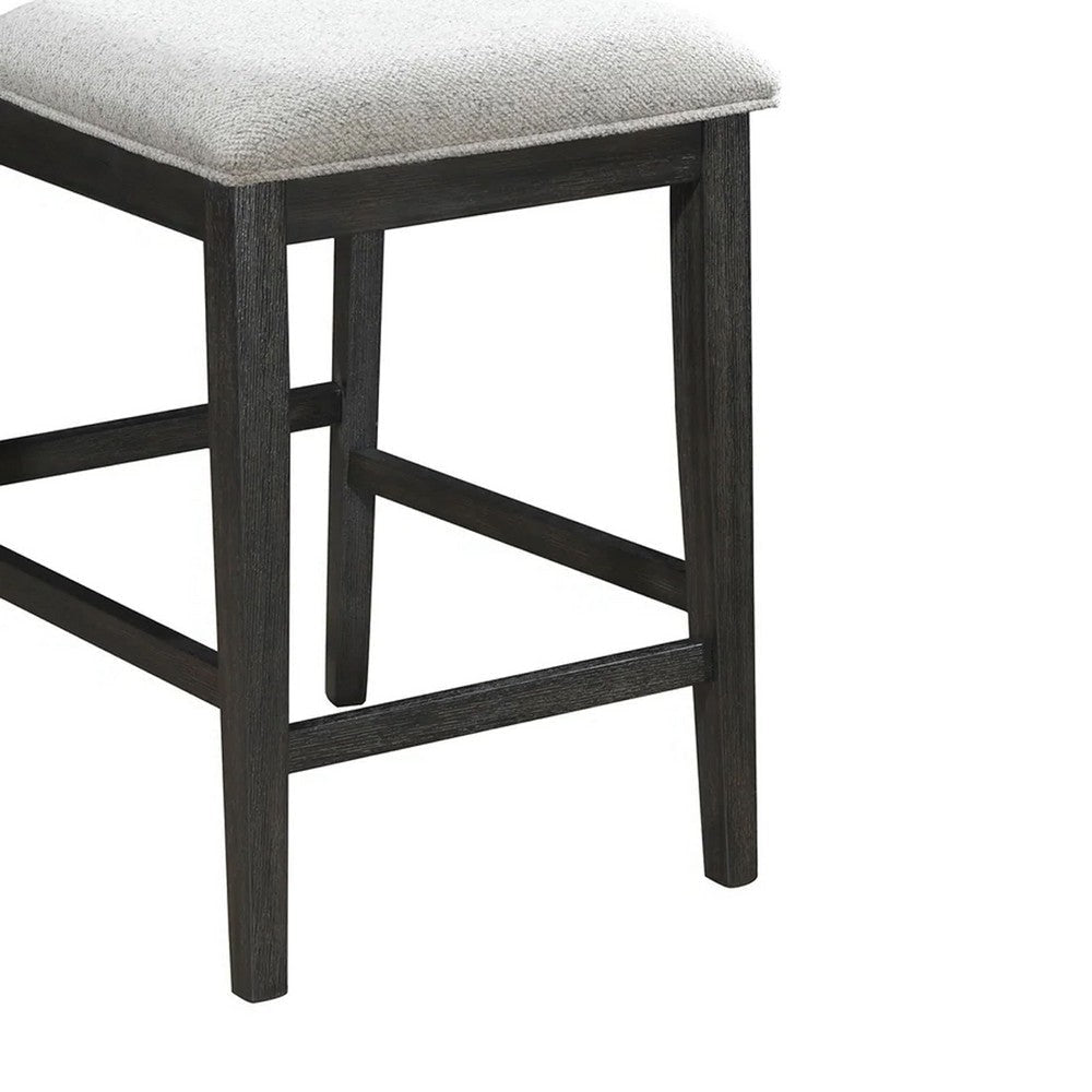 Kliu Counter Height Chair Set of 2 | Light Gray Fabric | Black Wood Frame BM340219