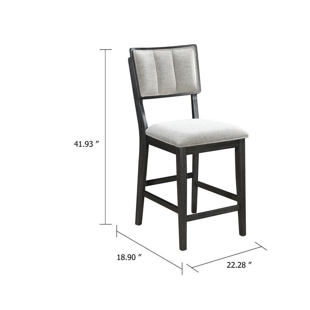 Kliu Counter Height Chair Set of 2 | Light Gray Fabric | Black Wood Frame BM340219