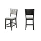 Kliu Counter Height Chair Set of 2 | Light Gray Fabric | Black Wood Frame